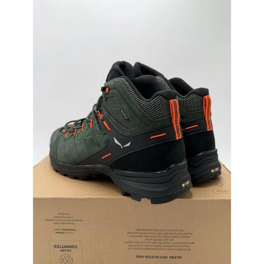 Salewa Alp Mate Mid Men's Waterproof Shoe Hiking Boot Black Green Size 12.5